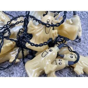 Vintage Halloween Happy Ghost Blow Mold 20 String Lights Working Home Decoration